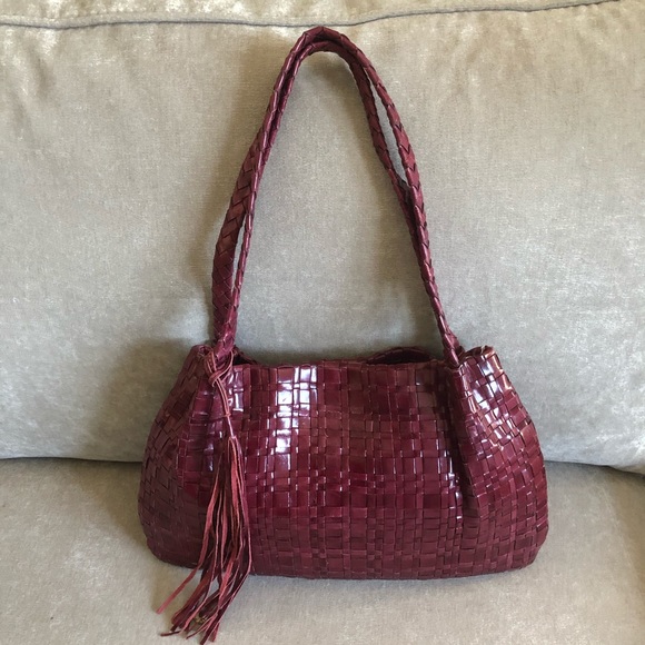 The Sak Red Woven Leather Shoulder Bag